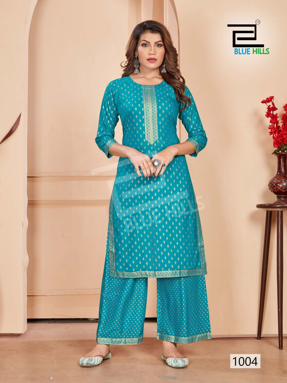 Reel By Blue Hills Rayon Printed Straight Kurti With Palazzo  Wholesalers In Delhi